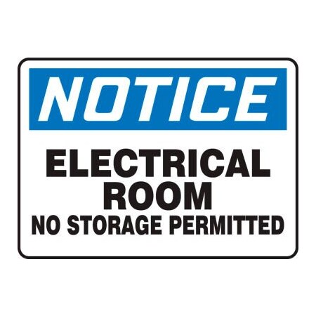 Accuform Accuform Notice Sign, Electrical Room No Storage Permitted, 14inW x 10inH, Plastic MELC804VP